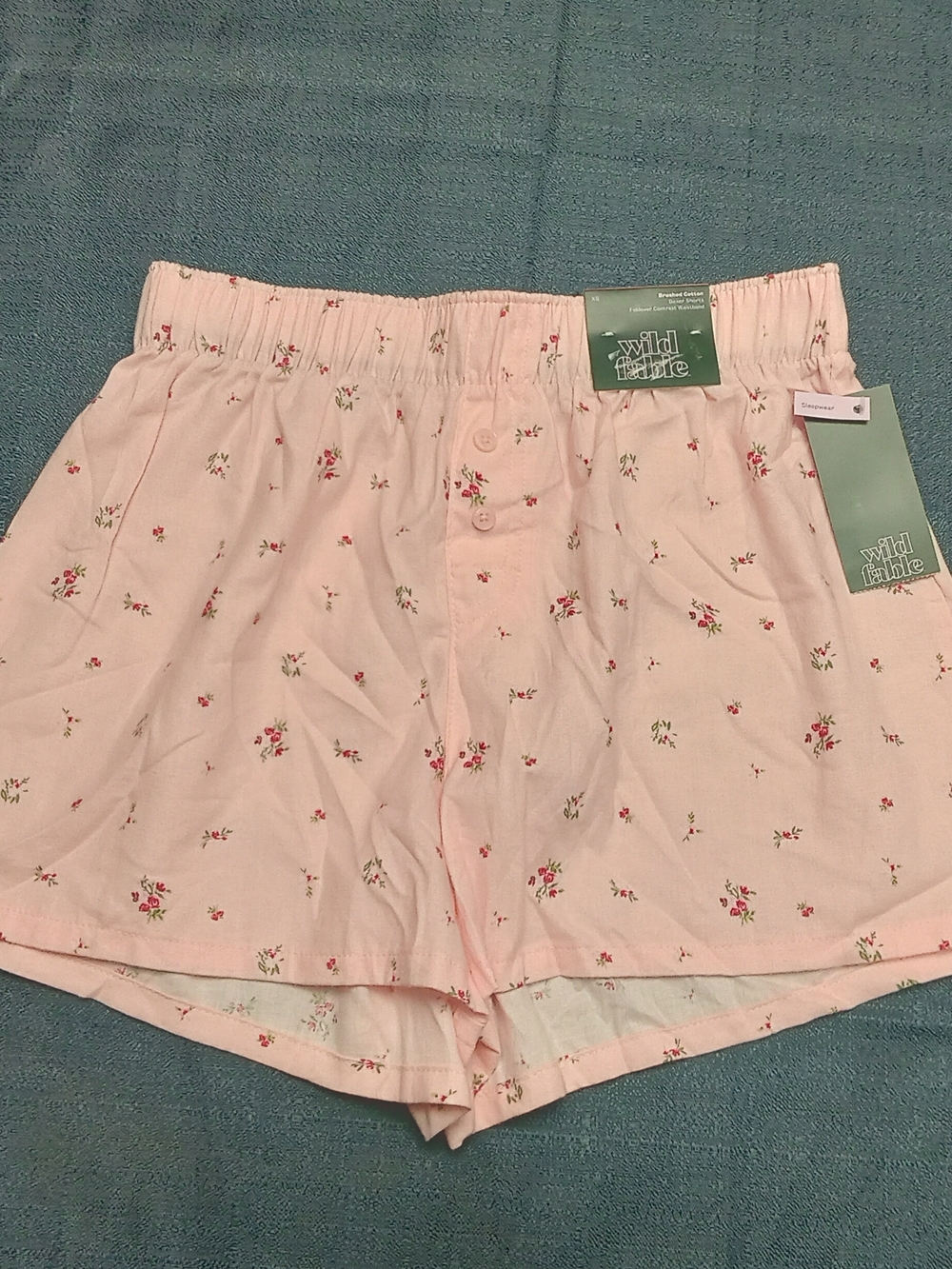 Target Pink Floral Cotton Lounge Shorts with Red Accents